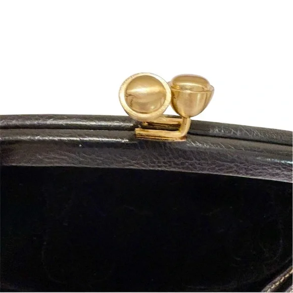 Franco Sarto Black Crushed Velvet Like Handbag Whimsy-Goth Vintage Kiss Lock - Picture 5 of 16